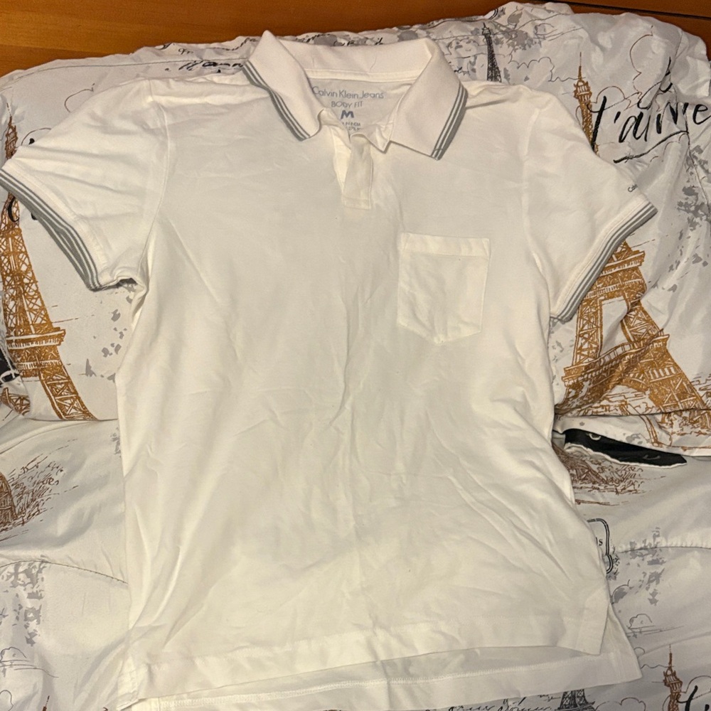 Calvin Klein Men's Polo Shirt with Gray Accents